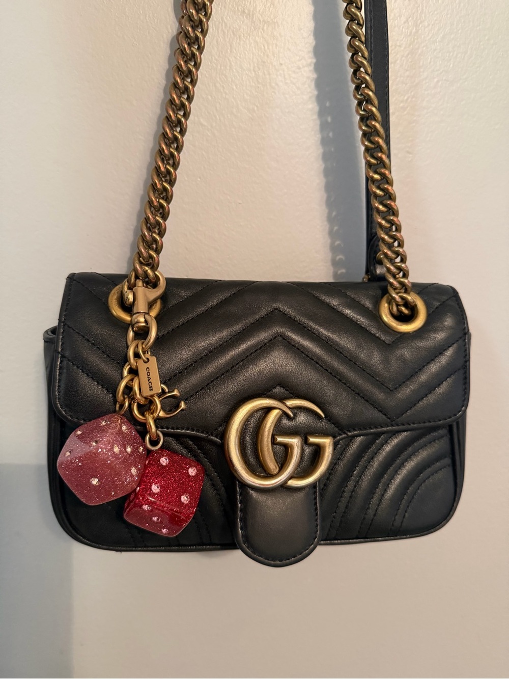 Gucci Black Quilted GG Marmont Shoulder Bag (Small size)